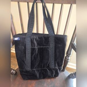 Lands End blk velvet tote